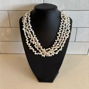 VTG 18" Oval White Biwa Cultured Freshwater Multi Pearl Strand Silver Mg Closure